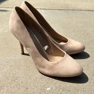 Nude suede heels